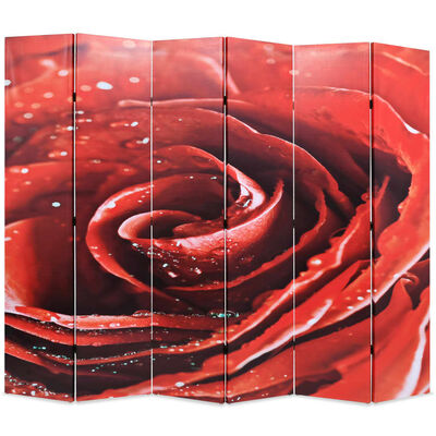 vidaXL istabas aizslietnis, 228x170 cm, saliekams, sarkans ar rozi