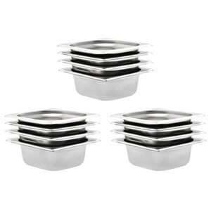 vidaXL Gastronorm trauki, 12 gab., GN 1/6, 65 mm, nerūsējo&scaron;s tērauds