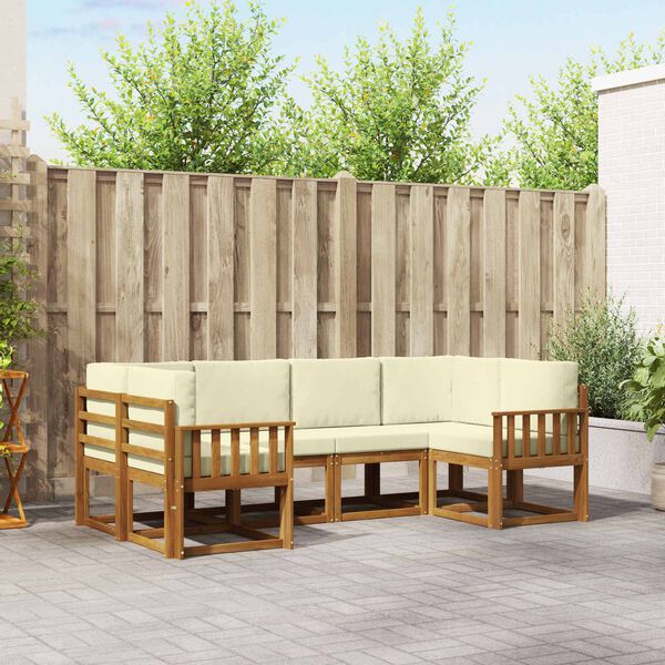 vidaXL Āra dīvānu komplekts ar spilvenu 6 pcs Dabisks un krējuma