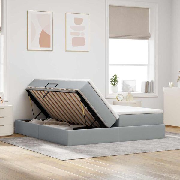 vidaXL Gulta ar uzglabā&scaron;anas vietu un matraci 200 x 200 cm Poliesters