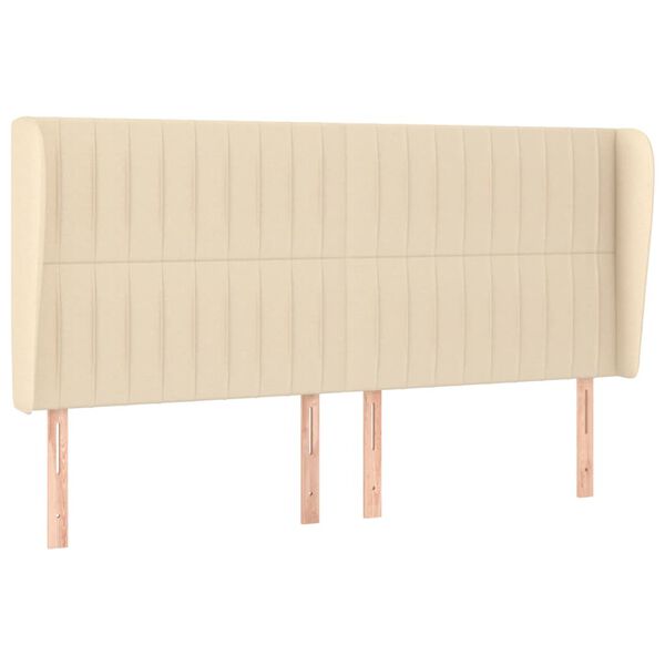 vidaXL galvgalis ar malām, 203x23x118/128 cm, krēmkrāsas audums