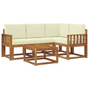 vidaXL Āra dīvānu komplekts ar spilvenu 5 pcs Dabisks un krējuma