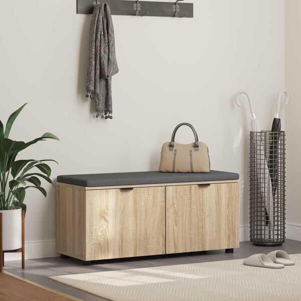 vidaXL Zāles sols ar spilvenu ar durvīm Sonoma ozols 100 x 38 x 46 cm