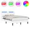 vidaXL Gultas rāmis ar LED sloksnēm Balts 120 x 190 cm Mākslīgā āda