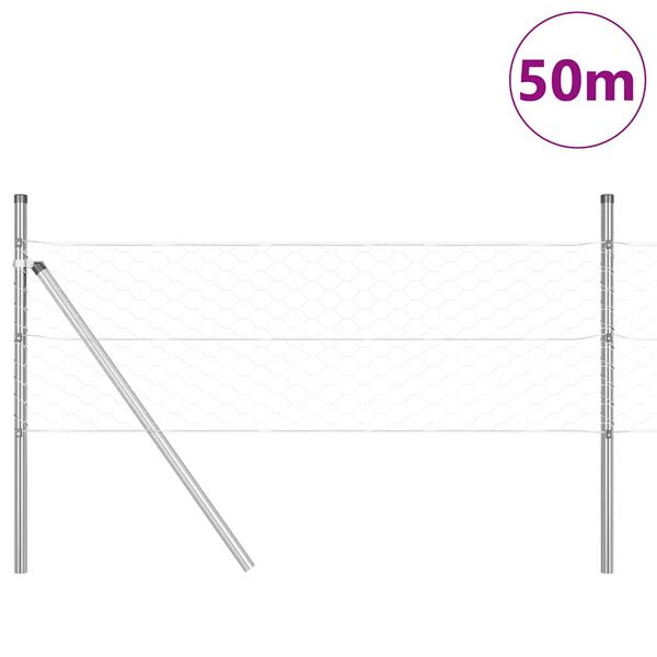 vidaXL Žoga āķis Sudraba 50 x 0,5 m (50 mm siets) Tērauds