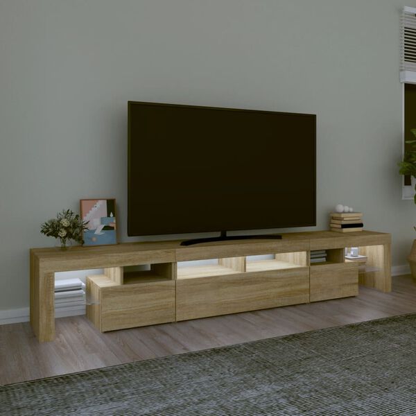 vidaXL TV skapītis ar LED apgaismojumu, ozolkoka krāsa, 230x36,5x40 cm