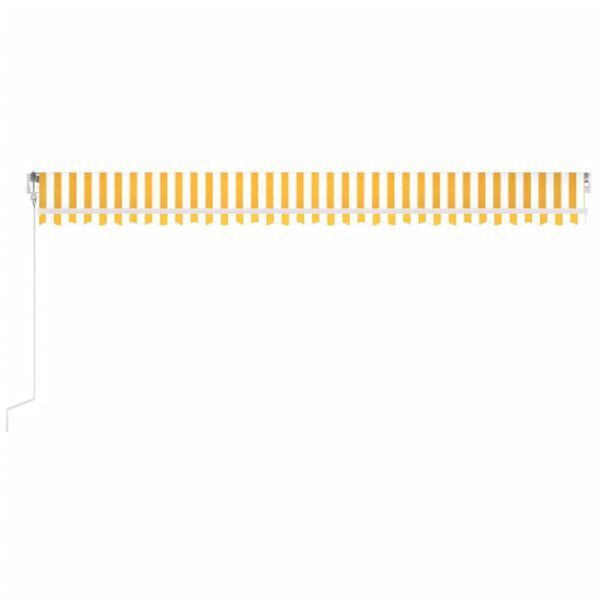 vidaXL izvelkama markīze, LED, vēja sensors, dzeltenbalta, 600x350 cm