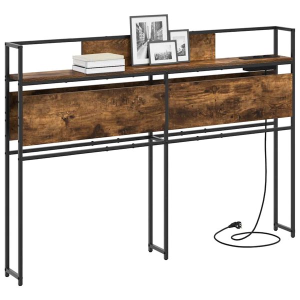 vidaXL Uzglabā&scaron;anas galvas balsts ar plauktu Dūmakaina ozolkoka 135 cm