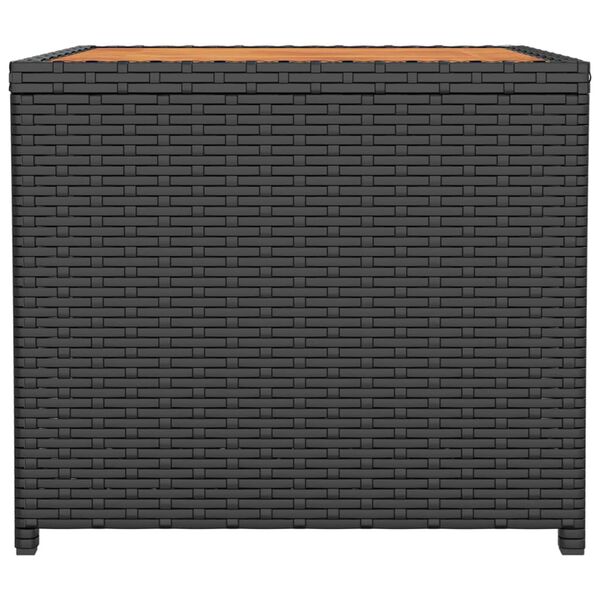 vidaXL dārza galdiņ&scaron;, koka virsma, melna PE rotangpalma, akācijas koks