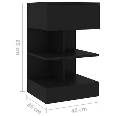vidaXL naktsskapītis, melns, 40x35x65 cm, skaidu plāksne