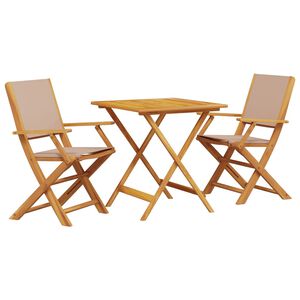 vidaXL 3-daļīgs bistro mēbeļu komplekts, pelēkbrūns, audums, masīvkoks