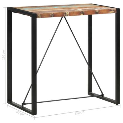 vidaXL bāra galds, 110x60x110 cm, pārstrādāts masīvkoks