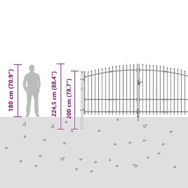 vidaXL Dārza vārti Melna 150 x 400 cm Tērauds