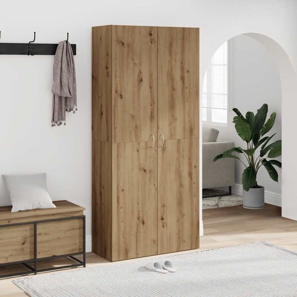 vidaXL apavu skapis, koka krāsa, 80x35,5x180 cm, inženierijas koks