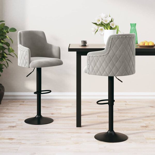vidaXL bāra krēsli, 2 gab., gai&scaron;i pelēks samts