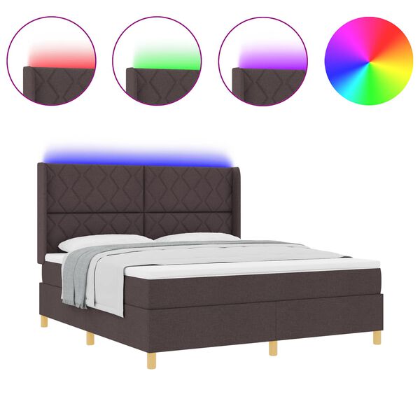 vidaXL Kastītes atsperu gulta ar matraci Brūna 180 x 200 cm audums