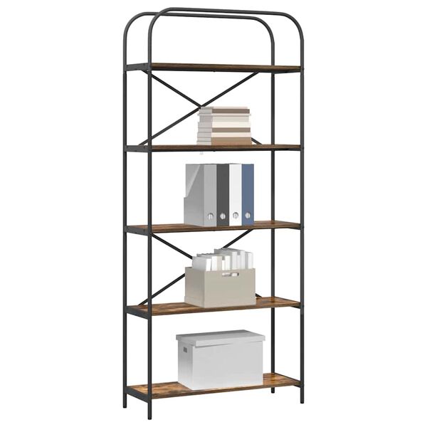 vidaXL Grāmatu plaukts Dūmaka ozols 80 x 30 x 183 cm Inženierijas koks