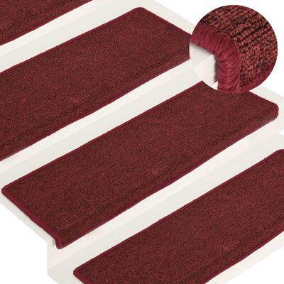 vidaXL kāpņu paklāji, 15 gab., 65x21x4 cm, matēti sarkani