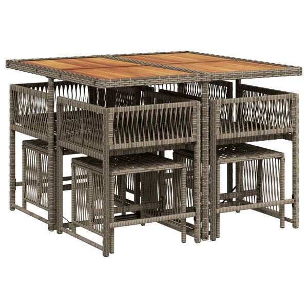 vidaXL 9-daļīgs dārza mēbeļu komplekts ar matračiem, PE rotangpalma