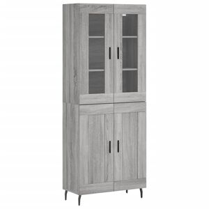 vidaXL augstais skapis, pelēks, 69,5x34x180 cm, inženierijas koks