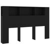 vidaXL gultas galvgalis ar plauktu, melns, 160x18,5x104,5 cm