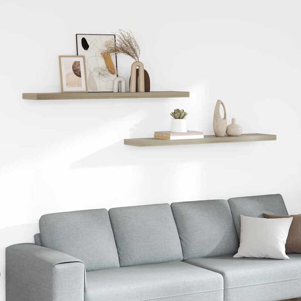 vidaXL sienas plaukti, 2 gab., ozolkoka krāsā, 120x23,5x3,8 cm, MDF