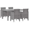 vidaXL Dārza ēdamgalds 5 pcs Gai&scaron;i pelēks Polt rattan