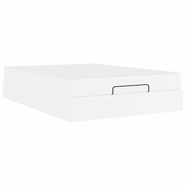 vidaXL Gultas rāmis ar matraci Tīri balts 140 x 190 cm Mākslīgā āda