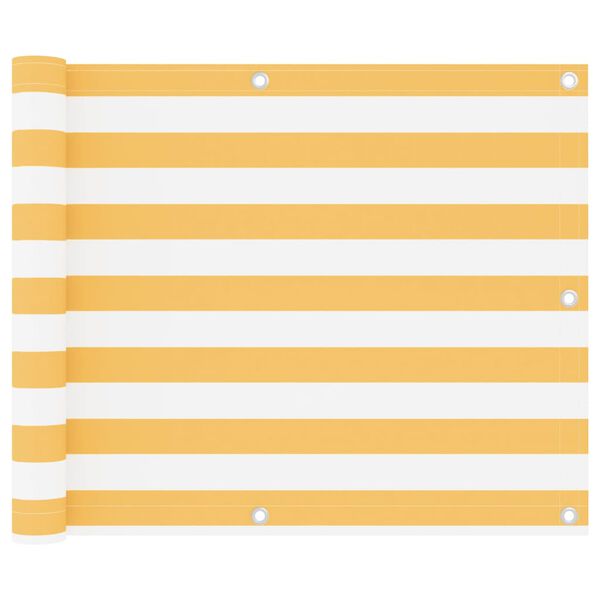 vidaXL balkona aizslietnis, 75x300 cm, balts un dzeltens audums