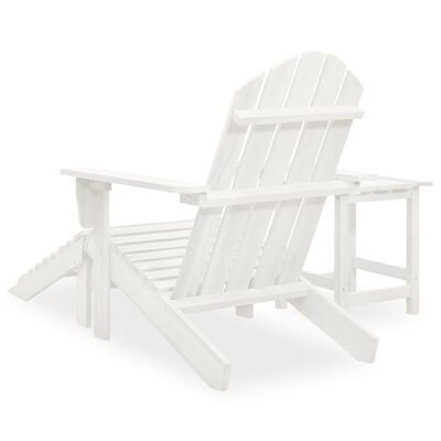 vidaXL dārza krēsls ar kāju balstu un galdiņu, egles koks, balts