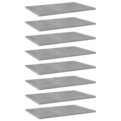vidaXL plauktu dēļi, 8 gab., betonpelēki, 60x40x1,5 cm, skaidu plāksne
