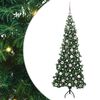 vidaXL Stūra mākslīgais Ziemassvētku koks Zaļa 180 cm PVC un metāls