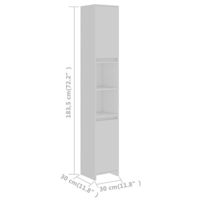 vidaXL vannasistabas plaukts, balts, 30x30x183,5 cm, skaidu plāksne