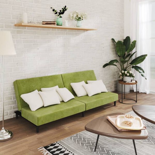 vidaXL 2-vietīga dīvāngulta, gai&scaron;i zaļ&scaron; samts