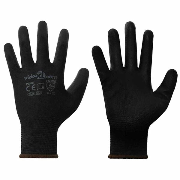 vidaXL Darba cimdi 24 pcs Melna 8 / m Poliesters