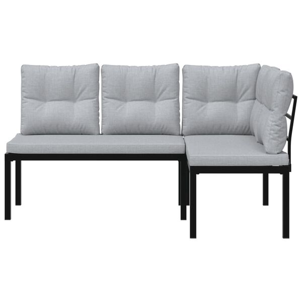 vidaXL dārza soli ar spilveniem, 2 gab., melni, pulverkrāsots tērauds