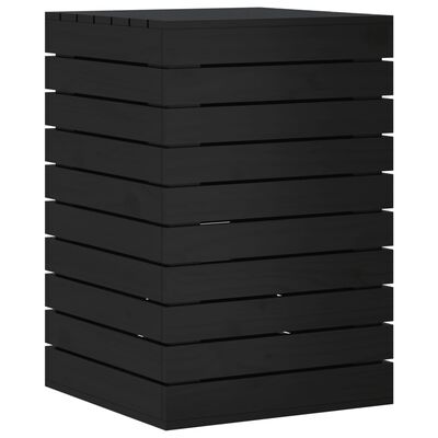vidaXL veļas kaste, melna, 44x44x66 cm, priedes masīvkoks