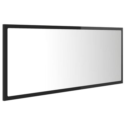 vidaXL vannasistabas spogulis, LED, 100x8,5x37, spīdīgi melns, akrils