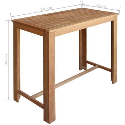 vidaXL bāra galda un krēslu komplekts, 5 gab., akācijas masīvkoks