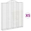 vidaXL arkveida gabiona grozi, 5 gb., 200x30x220/240cm, cinkota dzelzs