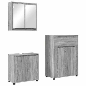 vidaXL Vannas istabas mēbeļu komplekts ar plauktu 3 pcs Pelēks Sonoma