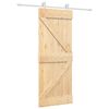 vidaXL Slīdo&scaron;ās durvis Dabisks un balts 80 x 210 cm Priedes masīvkoks
