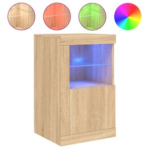 vidaXL skapītis ar LED apgaismojumu, ozolkoka krāsā, inženierijas koks