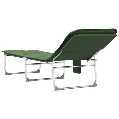 vidaXL salokāms sauļošanās krēsls, tumši zaļš audums