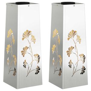 vidaXL Saules LED ceļa gaisma 2 pcs Sudraba Cinkots tērauds