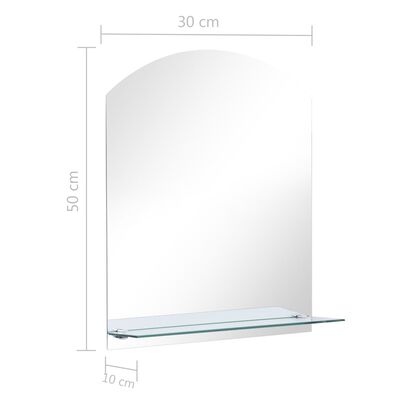 vidaXL sienas spogulis ar plauktu, 30x50 cm, rūdīts stikls