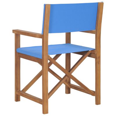 vidaXL režisora krēsls, masīvs tīkkoks, zils