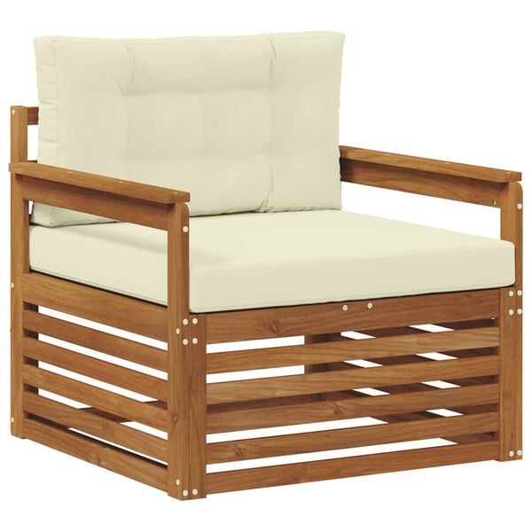 vidaXL Āra dīvānu komplekts Cieta akācijas koks un poliesters Dabiska