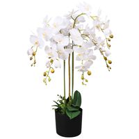 vidaXL mākslīgais augs, orhideja ar podiņu, 75 cm, balta