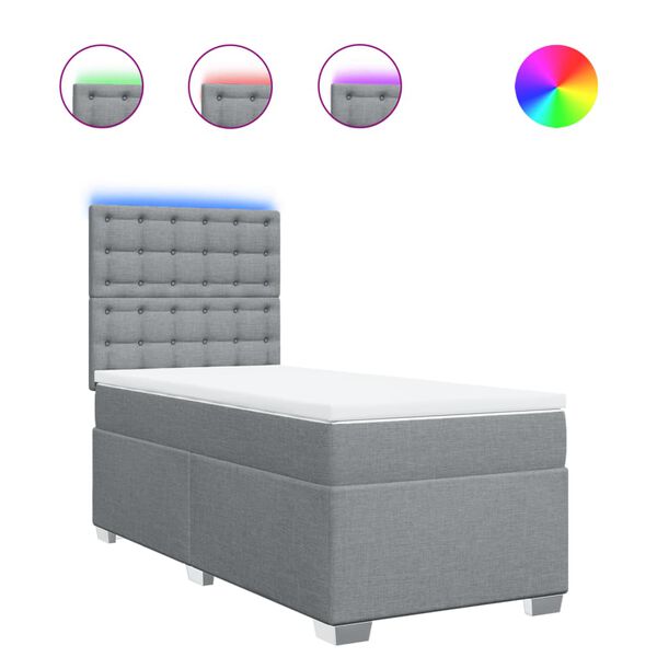 vidaXL atsperu gultas rāmis ar matraci, gai&scaron;i pelēka audums, 100x200cm